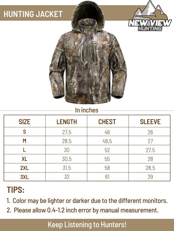 Camo Hunting Jackets for Men, Warm Fleece Lined Hunting Jacket with Hood, Quiet Water Resistant Hunting Clothes - Image 6