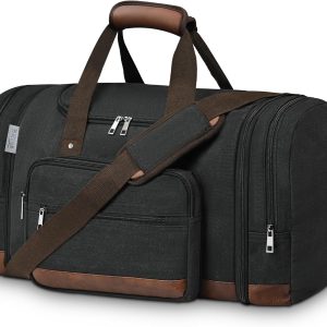 Wolhbege Duffle Bag for Travel,Mens Travel Bag & Carry On Bag for Men with Expandable Design and Luggage Sleeve –Duffel Bag for Gym, Weekender, Overnight Trips Black